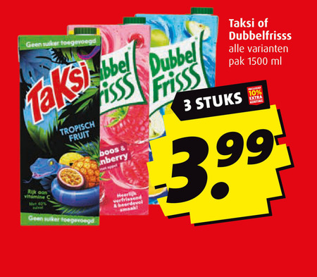 Dubbelfrisss   fruitdrank folder aanbieding bij  Boni - details