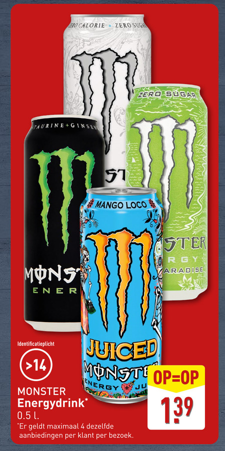 Monster   energiedrank folder aanbieding bij  Aldi - details