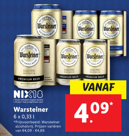 Warsteiner   blikje bier folder aanbieding bij  Lidl - details