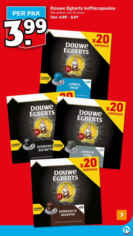 Douwe Egberts   koffiecups folder aanbieding bij  Hoogvliet - details