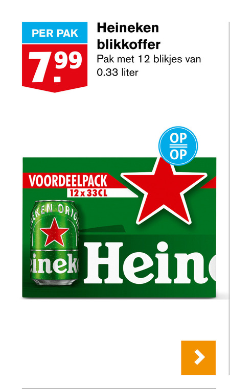 Heineken   blikje bier folder aanbieding bij  Hoogvliet - details