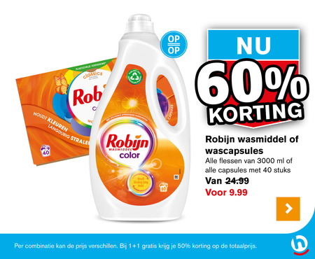 Robijn   wasmiddel folder aanbieding bij  Hoogvliet - details