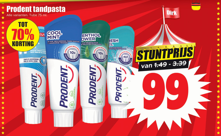 Prodent   tandpasta folder aanbieding bij  Dirk - details