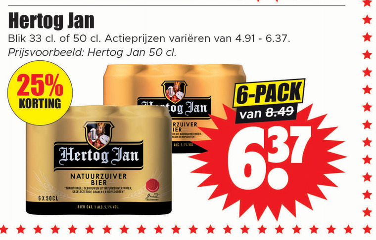 Hertog Jan   blikje bier folder aanbieding bij  Dirk - details