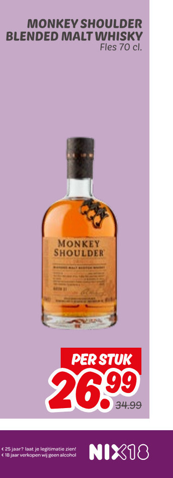 Monkey Shoulder   whisky folder aanbieding bij  Dekamarkt - details