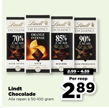 Lindt   chocolade folder aanbieding bij  Plus - details