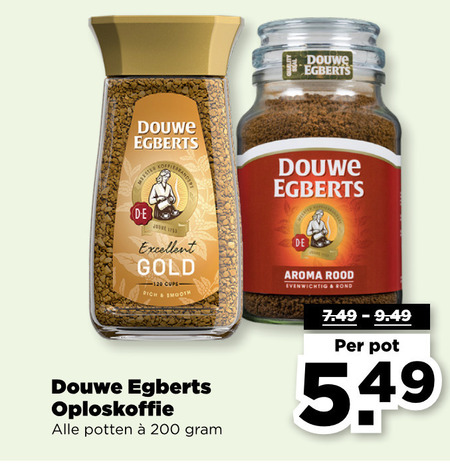 Douwe Egberts   oploskoffie folder aanbieding bij  Plus - details