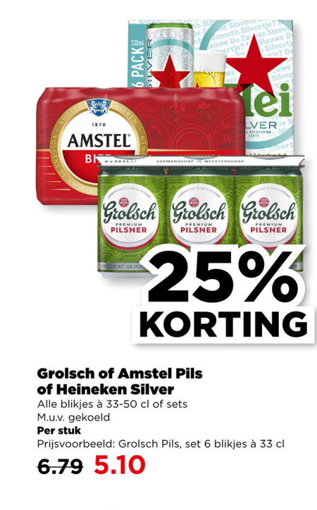 Amstel   blikje bier folder aanbieding bij  Plus - details