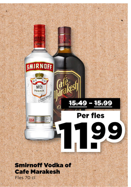 Smirnoff   wodka, likeur folder aanbieding bij  Plus - details