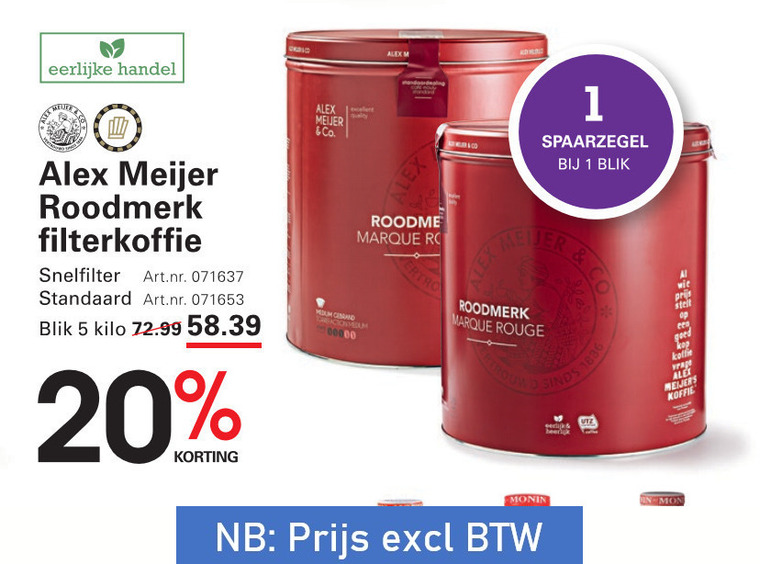 Alex Meijer   koffie folder aanbieding bij  Sligro - details