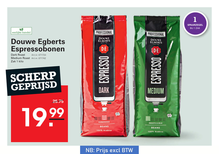 Douwe Egberts   koffiebonen folder aanbieding bij  Sligro - details