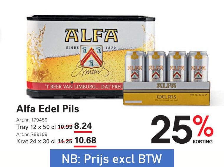 Alfa   blikje bier, krat bier folder aanbieding bij  Sligro - details