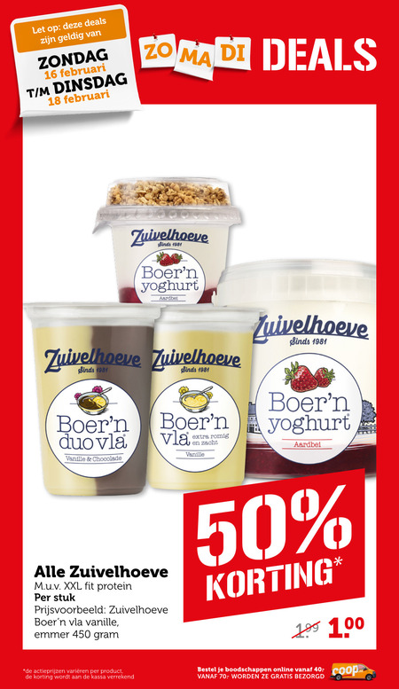 Zuivelhoeve   vla, vruchtenyoghurt folder aanbieding bij  Coop - details