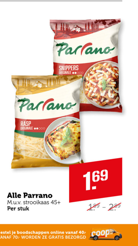 Parrano   geraspte kaas folder aanbieding bij  Coop - details