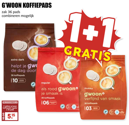 Gwoon   koffiepad folder aanbieding bij  MCD Supermarkt Basis - details