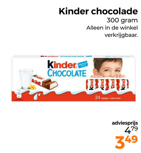 Kinder   chocoladereep folder aanbieding bij  Trekpleister - details