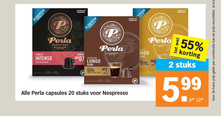 Perla   koffiecups folder aanbieding bij  Albert Heijn - details