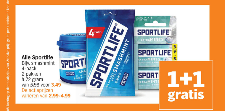 Sportlife   kauwgom folder aanbieding bij  Albert Heijn - details