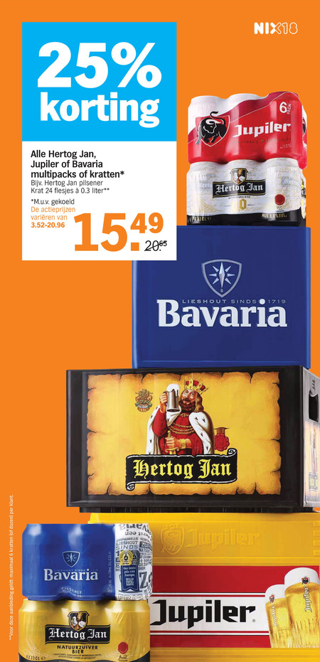 Bavaria   krat bier, blikje bier folder aanbieding bij  Albert Heijn - details