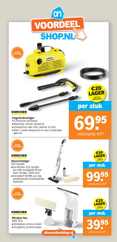 Karcher   ramenwasmachine, stoomreiniger folder aanbieding bij  Albert Heijn - details