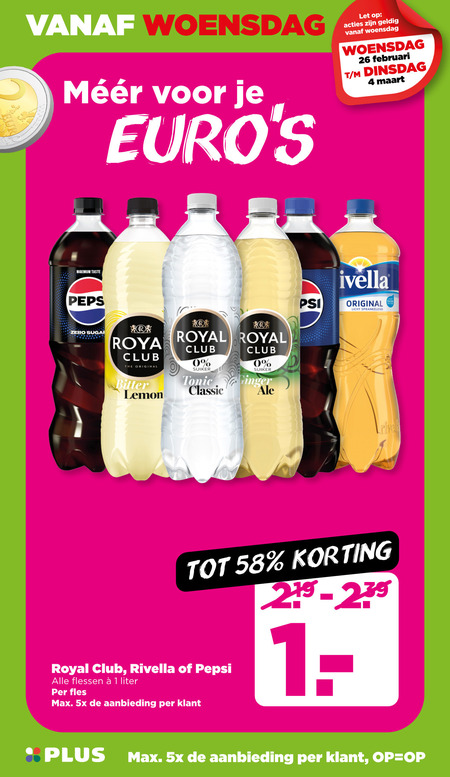 Pepsi   cola, frisdrank folder aanbieding bij  Plus - details