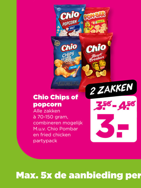 Chio   chips, popcorn folder aanbieding bij  Plus - details