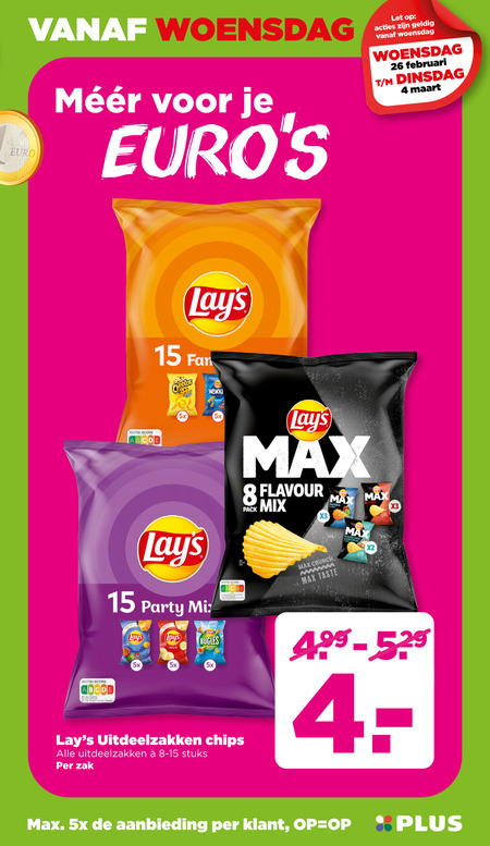 Lays   chips folder aanbieding bij  Plus - details