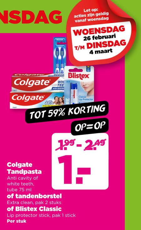 Colgate   tandenborstel, tandpasta folder aanbieding bij  Plus - details