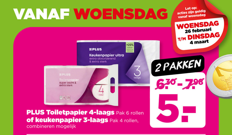 Plus Huismerk   toiletpapier, keukenpapier folder aanbieding bij  Plus - details