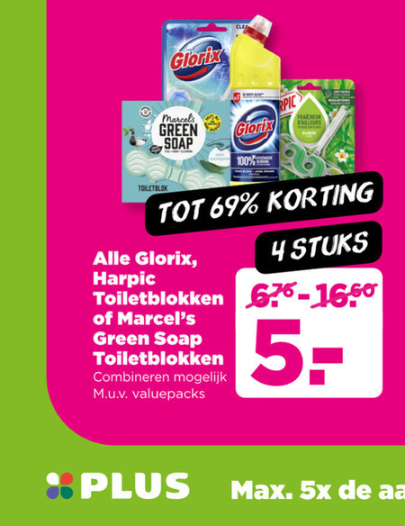 Glorix   toiletblok folder aanbieding bij  Plus - details