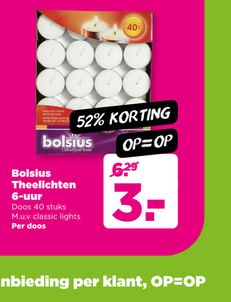 Bolsius   theelicht folder aanbieding bij  Plus - details