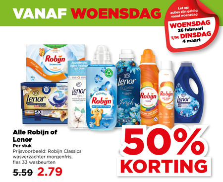 Lenor   wasverzachter, wasmiddel folder aanbieding bij  Plus - details