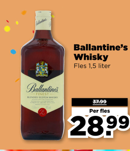 Ballantines   whisky folder aanbieding bij  Plus - details