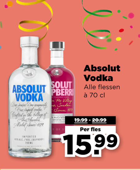 Absolut   wodka folder aanbieding bij  Plus - details