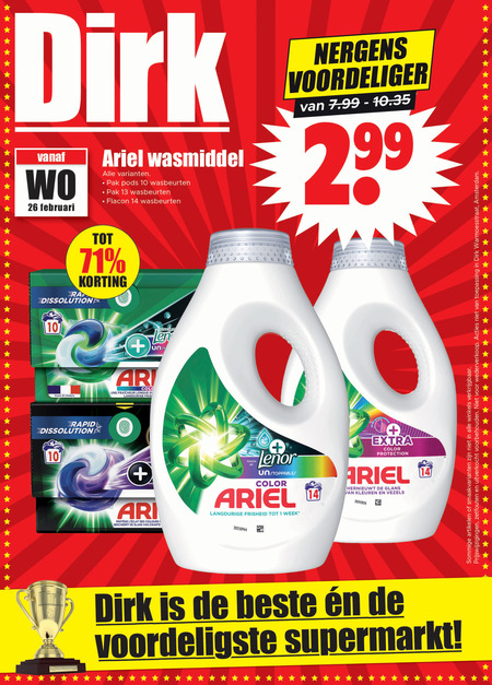 Ariel   wasmiddel folder aanbieding bij  Dirk - details