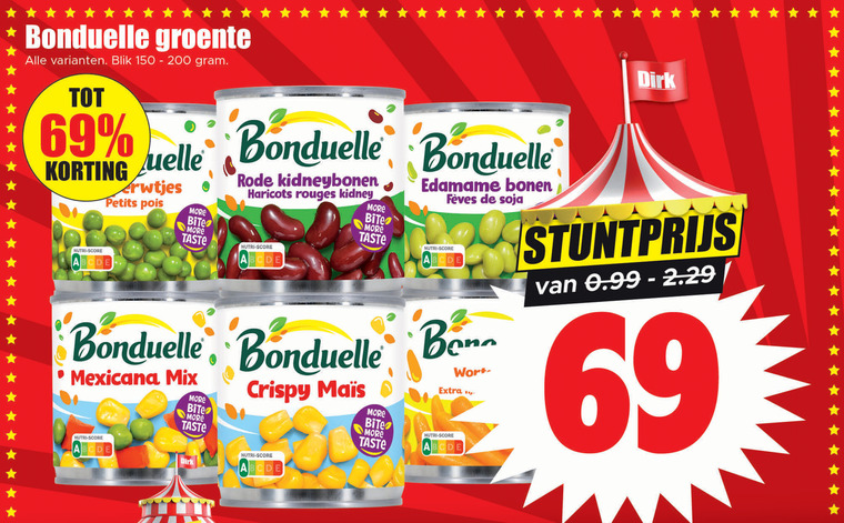 Bonduelle   groenteconserven folder aanbieding bij  Dirk - details