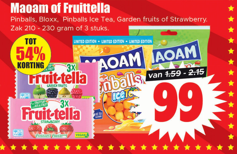 Fruit-Tella   snoep folder aanbieding bij  Dirk - details