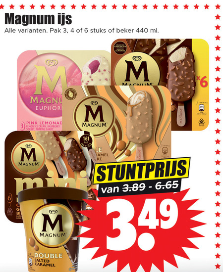 Magnum   ijsspecialiteit, ijslollies folder aanbieding bij  Dirk - details