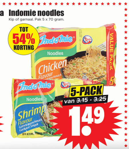 Indomie   noodles folder aanbieding bij  Dirk - details