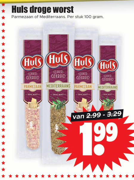 Huls   droge worst folder aanbieding bij  Dirk - details