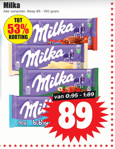 Milka   chocolade folder aanbieding bij  Dirk - details