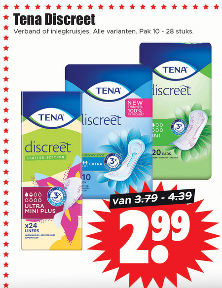 Tena Lady   maandverband, inlegkruisjes folder aanbieding bij  Dirk - details