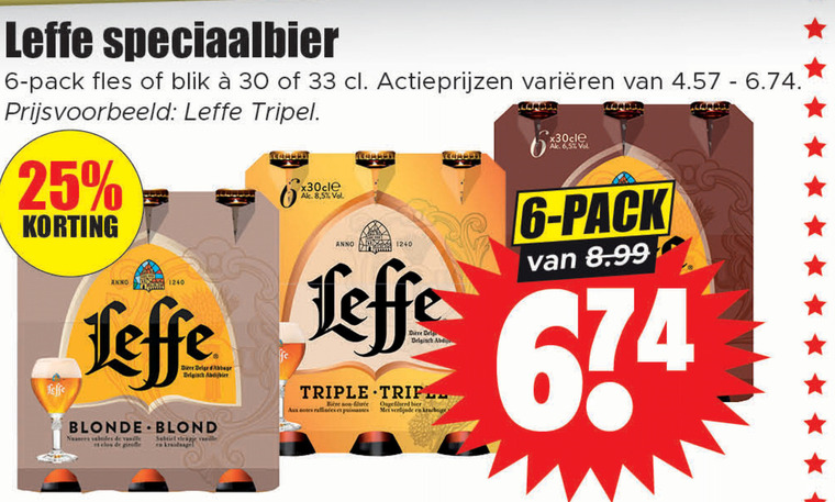 Leffe   blikje bier, speciaalbier folder aanbieding bij  Dirk - details