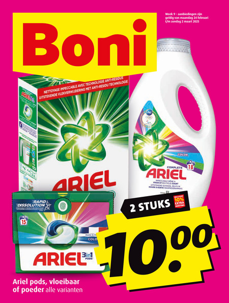 Ariel   wasmiddel folder aanbieding bij  Boni - details