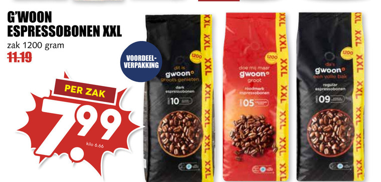 Gwoon   koffiebonen folder aanbieding bij  MCD Supermarkt Basis - details