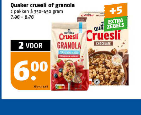 Quaker   cruesli folder aanbieding bij  Poiesz - details