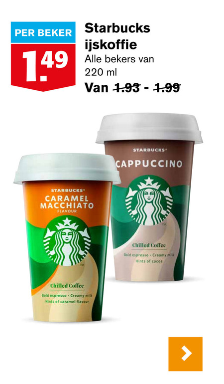 Starbucks   ijskoffie folder aanbieding bij  Hoogvliet - details