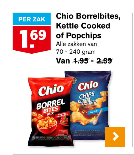 Chio   chips, borrelnootjes folder aanbieding bij  Hoogvliet - details