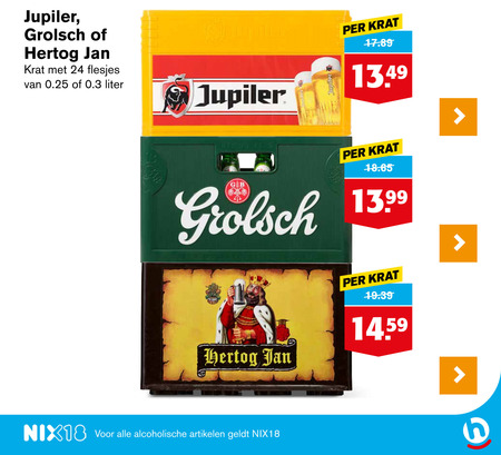 Grolsch   krat bier folder aanbieding bij  Hoogvliet - details