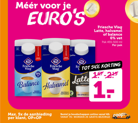 Friesche Vlag   koffiemelk folder aanbieding bij  Coop - details